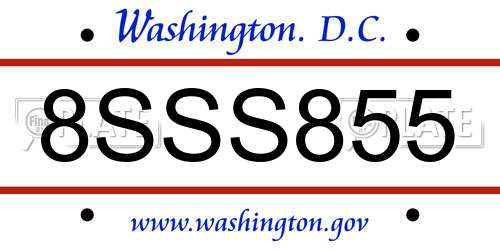 8SSS855 District Of Columbia License Plate