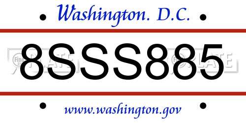 8SSS885 District Of Columbia License Plate