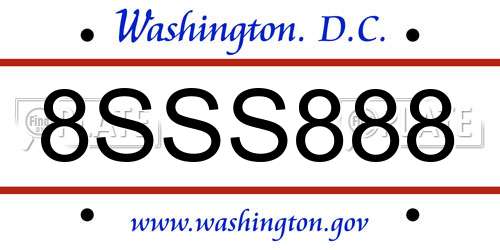 8SSS888 District Of Columbia License Plate