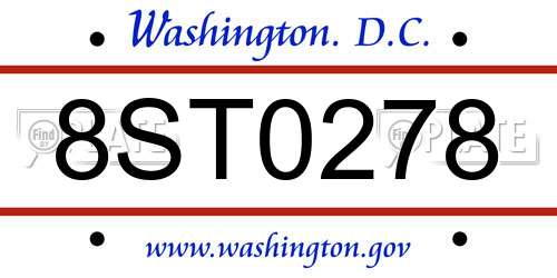 8ST0278 District Of Columbia License Plate