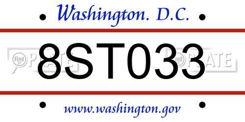8ST033 District Of Columbia License Plate