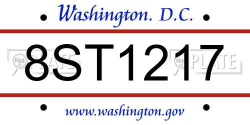 8ST1217 District Of Columbia License Plate