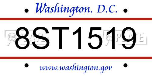 8ST1519 District Of Columbia License Plate