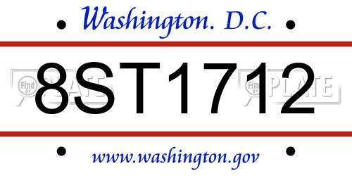 8ST1712 District Of Columbia License Plate