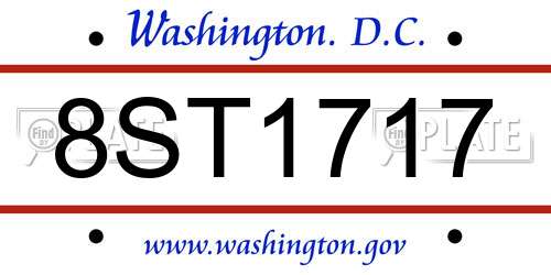 8ST1717 District Of Columbia License Plate