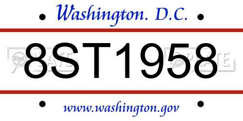 8ST1958 District Of Columbia License Plate