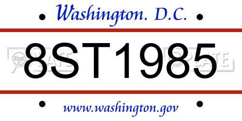 8ST1985 District Of Columbia License Plate