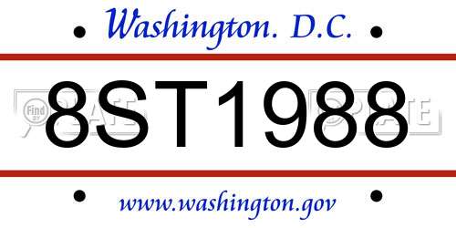8ST1988 District Of Columbia License Plate