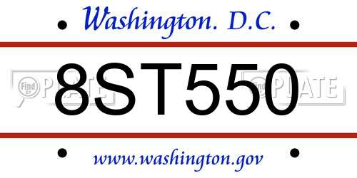 8ST550 District Of Columbia License Plate