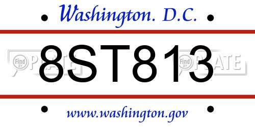 8ST813 District Of Columbia License Plate