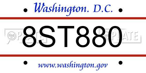 8ST880 District Of Columbia License Plate