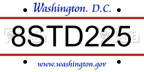 8STD225 District Of Columbia License Plate