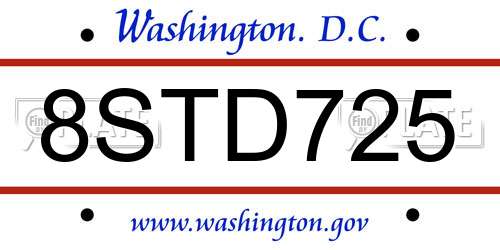 8STD725 District Of Columbia License Plate