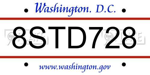 8STD728 District Of Columbia License Plate