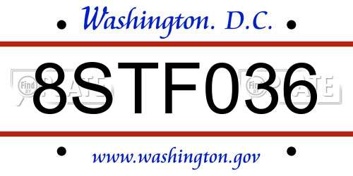 8STF036 District Of Columbia License Plate