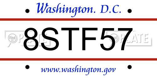 8STF57 District Of Columbia License Plate