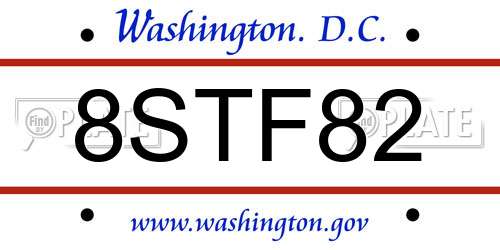 8STF82 District Of Columbia License Plate