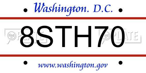 8STH70 District Of Columbia License Plate