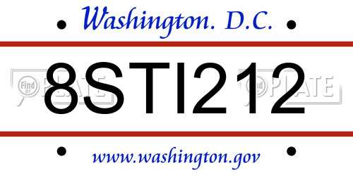 8STI212 District Of Columbia License Plate