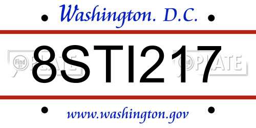 8STI217 District Of Columbia License Plate