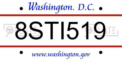 8STI519 District Of Columbia License Plate