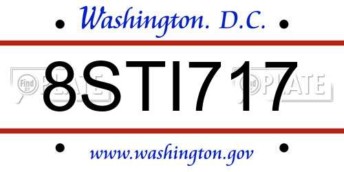8STI717 District Of Columbia License Plate