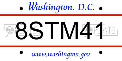 8STM41 District Of Columbia License Plate