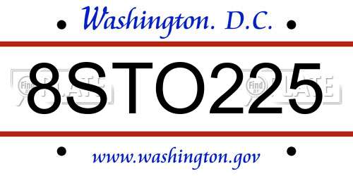 8STO225 District Of Columbia License Plate