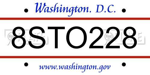 8STO228 District Of Columbia License Plate