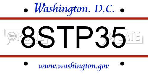 8STP35 District Of Columbia License Plate