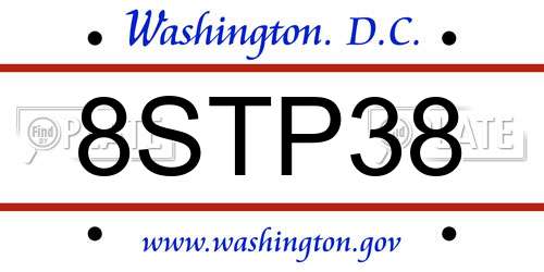 8STP38 District Of Columbia License Plate