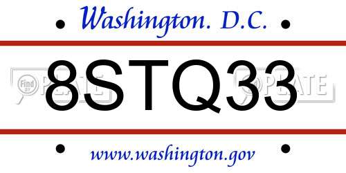8STQ33 District Of Columbia License Plate