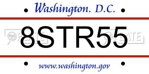 8STR55 District Of Columbia License Plate