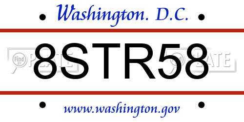 8STR58 District Of Columbia License Plate
