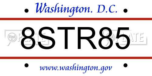 8STR85 District Of Columbia License Plate