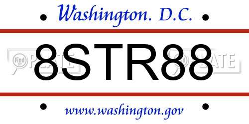 8STR88 District Of Columbia License Plate