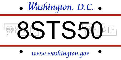 8STS50 District Of Columbia License Plate