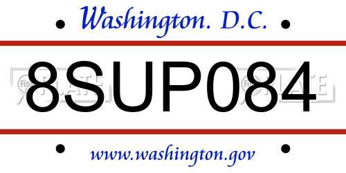 8SUP084 District Of Columbia License Plate