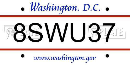 8SWU37 District Of Columbia License Plate