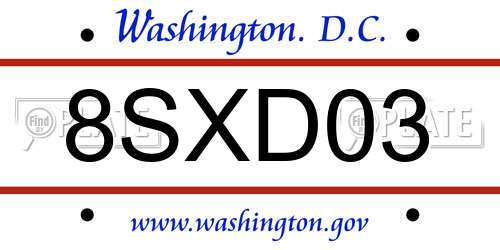 8SXD03 District Of Columbia License Plate