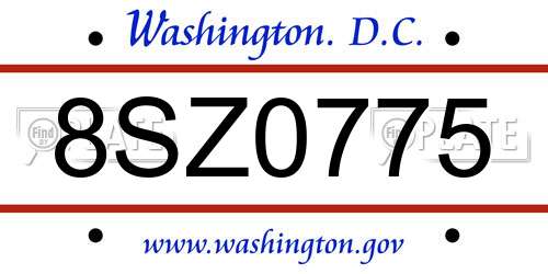 8SZ0775 District Of Columbia License Plate