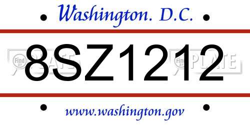 8SZ1212 District Of Columbia License Plate