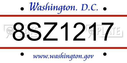 8SZ1217 District Of Columbia License Plate