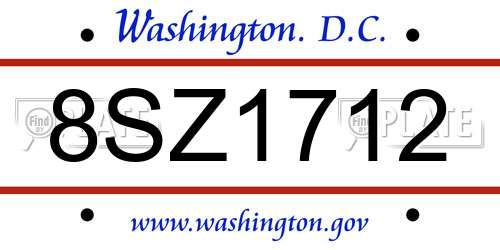 8SZ1712 District Of Columbia License Plate