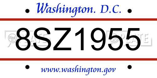 8SZ1955 District Of Columbia License Plate
