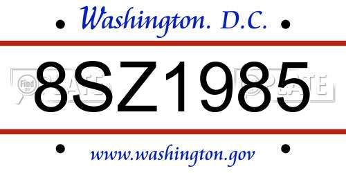 8SZ1985 District Of Columbia License Plate