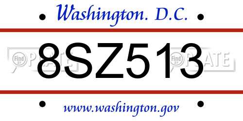 8SZ513 District Of Columbia License Plate