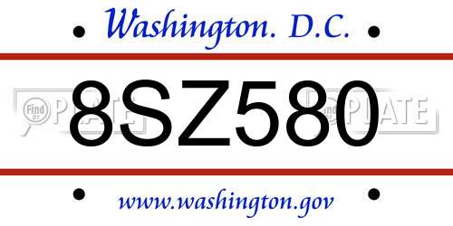 8SZ580 District Of Columbia License Plate
