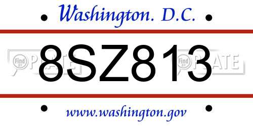 8SZ813 District Of Columbia License Plate