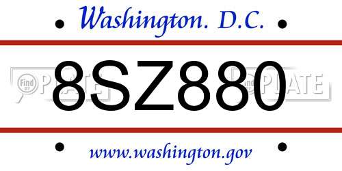 8SZ880 District Of Columbia License Plate